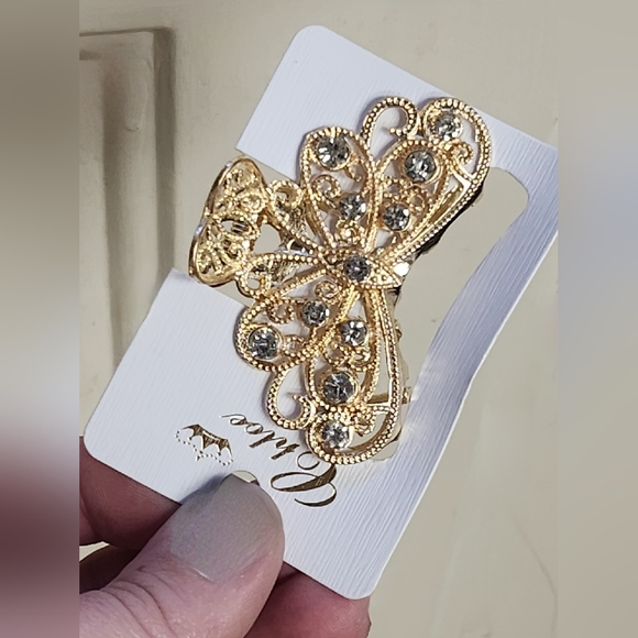 NWT Medium Rhinestone Gold Enamel Claw Hair Clip! - Picture 4 of 16
